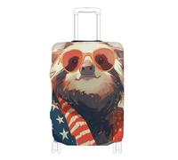 SyXIOP Mallette de protection élastique avec motif paresseux du 4 juillet - Pour bagage de 45,7 à 81,3 cm, Funny Animal Paresseux 4 juillet Jour de l'indépendance, M 22-24 in, Classique