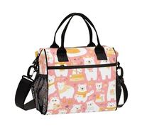 SyXIOP Mr & Mrs Bear Sac à déjeuner isotherme portable avec bandoulière imprimée pour femme pour l'université bulto para lonchera