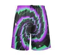 SyXIOP Pantalon de pyjama décontracté à motif abstrait en spirale noir et violet pour homme, Motif abstrait spirale noir et violet, L