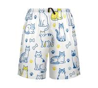 SyXIOP Pantalon de pyjama décontracté bleu et jaune pour homme Motif chat coquin, Chat coquin bleu et jaune, M