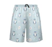 SyXIOP Pantalon de pyjama décontracté pour homme avec motif chouette et marguerite Bleu, Mignon animal hibou marguerite fleur bleu, M