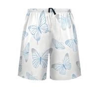 SyXIOP Pantalon de pyjama doux à rayures bleues et blanches pour homme - Superbe pantalon de pyjama assorti pour homme, Papillon rayé bleu blanc, S