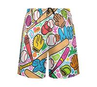 SyXIOP Pantalon de pyjama doux pour homme - Motif baseball - Pour la natation et les fêtes, doodle de baseball, XXL