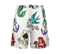 SyXIOP Pantalon de pyjama léger et décontracté motif sirène squelette de poker pour homme pour cadeaux de Noël, Poker Squelette Sirène, XXL