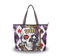 SyXIOP Poker Skull King Winner Sac à main en tissu de soie à fermeture éclair pratique pour femme pour bal, fiançailles, cocktail, fête, mariage, Vainqueur du roi du crâne de poker, Large