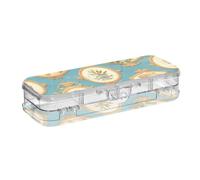 SyXIOP Royal Blue Empire Boîte à crayons en plastique transparent à double étage pour fournitures de papeterie avec bouton-pression et couvercle