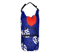 SyXIOP Sac à bandoulière tendance bleu marine avec cœur et léopard, bouteille d'eau élégante pour la randonnée, 50/61/81/1,2/1,2 l pour adultes et enfants, marche, randonnée, camping, voyage