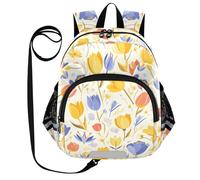 SyXIOP Sac à dos avec oreilles mignonnes pour enfant avec laisse - Sac à livres anti-perte avec bande réfléchissante - Motif tulipes de dessin animé délicates - Couleur vive, Tulipes délicates de