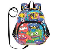 SyXIOP Sac à dos avec oreilles mignonnes pour laisse de garderie, petites filles, sac à dos anti-perte pour maternelle avec bande réfléchissante, dessin animé, monstres mignons et colorés, Monstres