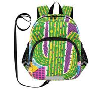 SyXIOP Sac à dos avec oreilles mignonnes pour l'école et la laisse pour enfants garçons/filles, sac à livres anti-perte avec bande réfléchissante, couleur vive, cactus des années 80, Cactus aux