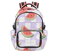 SyXIOP Sac à dos carré rouge pastèque transparent léger décontracté transparent pour l'école, l'université, les voyages, âge 7-18 ans mochila de princesas para