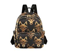 SyXIOP Sac à dos de grande capacité avec motif loup de dessin animé américain, bronze doré, 31,8 cm, sac à dos antivol pour femmes, adolescentes, Anime américain Wolf Bronze Gold, M, Décontracté