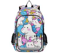 SyXIOP Sac à dos de tennis pour enfant 8-12 : sac à livres réglable pour adolescentes dans des couleurs assorties - Licornes mignonnes de dessin animé