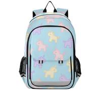 SyXIOP Sac à dos d'eau pour enfants de 8 à 12 ans : sacs à livres modernes pour étudiants dans des couleurs assorties - Licornes bleues de dessin animé