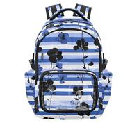 SyXIOP Sac à dos d'école noir rayé bleu roi rayé transparent grande capacité avec sangles rembourrées pour le sport, l'école, l'extérieur, 7-18 ans mochilas escolares para nino