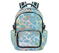 SyXIOP Sac à dos d'école transparent avec imprimé guépard bleu mystère doré résistant à l'eau Sac à dos de sport Sac à dos d'entraînement pour l'école et les voyages en plein air 7-18 ans Mochilas