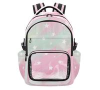 SyXIOP Sac à dos d'écolier transparent dégradé rose vert léger décontracté sac à dos de voyage pour festival événements sportifs, âge 7-18 ans regalo para nina de