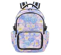 SyXIOP Sac à dos léger et décontracté pour enfants, motif pensées, fleurs, bleu clair et rose, sac à dos d'entraînement pour enfants, garçons et filles, 7-18 ans