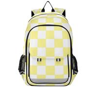SyXIOP Sac à dos personnalisé pour enfants de 8 à 12 ans : sacs à livres de grande capacité pour l'université dans des couleurs assorties - Plaid américain jaune et blanc