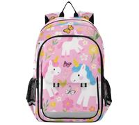 SyXIOP Sac à dos pour enfant fille 8-12 : sac à livres de grande capacité pour garçon dans des couleurs assorties - Licornes blanches mignonnes de dessin animé