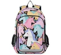 SyXIOP Sac à dos pour enfants de 8 à 12 ans : sac à livres décontracté pour garçon dans des couleurs assorties - Licornes animées colorées