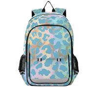 SyXIOP Sac à dos pour filles de 8 à 12 ans : sac à dos léger pour l'université dans des couleurs assorties - Imprimé guépard bleu mystère doré