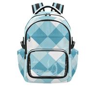 SyXIOP Sac à dos transparent à carreaux de diamant de grande capacité avec compartiment pour ordinateur portable pour étudiant, école, entraînement scolaire, âge 7-18 ans