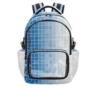 SyXIOP Sac à dos transparent dégradé bleu à blanc pour école, sac à livres robuste avec sangles rembourrées pour l'école, l'université, les voyages, âge 7-18 ans mochila de princesas para