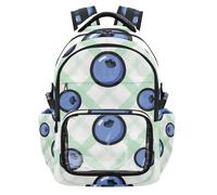 SyXIOP Sac à dos vert à carreaux bleuets transparents sac à dos mignon robuste décontracté avec sangle réglable pour l'école, les voyages, l'entraînement, âge 7-18 ans mochila de princesas para