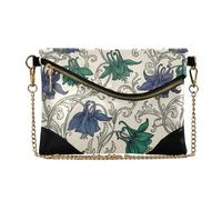 SyXIOP Sac à main tendance en polyuréthane avec dragonne pour femme - Motif William Morris - Violet et vert
