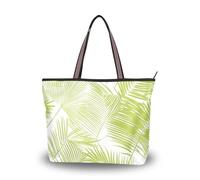 SyXIOP Sac fourre-tout réutilisable en soie avec fermeture éclair et feuilles tropicales vertes pour femme, pour bal, fiançailles, cocktail, fête, mariage, Feuilles tropicales vertes., Medium