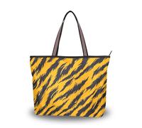 SyXIOP Sac fourre-tout réutilisable en soie avec fermeture éclair pour femme, motif léopard, jaune, noir, pour bal, fiançailles, cocktail, fête, mariage, Peau d'animal léopard jaune noir, Medium