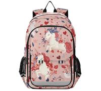 SyXIOP Sacs à dos pour enfants de 8 à 12 ans : sacs à livres de grande capacité pour garçon dans des couleurs assorties - Licornes Country Style Saint-Valentin