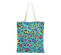 SyXIOP Sacs fourre-tout en toile motif léopard bleu sarcelle avec poignées - Petit sac fourre-tout bon marché pour anniversaire Bolsa de Lona