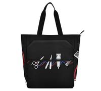 SyXIOP Sacs fourre-tout réutilisables pour enfants pour les amateurs de livres, barbier, coiffeur, coiffeur, battement de cœur, poignées en tissu tissé rétro, sac d'épicerie avec poches à fermeture