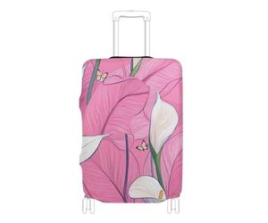 SyXIOP Safaris Calla Housse de bagage en tissu élastique résistant aux rayures pour valise de 45,7 à 81,3 cm, Safaris Calla Lily Fleur Rose, L 26-28 in, Classique