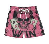 SyXIOP Short de bain à séchage rapide pour garçons - Motif tête de mort - Rose - 2 à 14 ans, Carte As de crâne rose, 3 ans