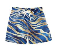 SyXIOP Short de bain pour garçon imprimé léopard bleu et doré Short de bain à séchage rapide pour enfants de 2 à 14 ans, Imprimé léopard bleu et doré, 3 ans