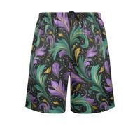 SyXIOP Short de pyjama vert marbré doré et violet pour homme, pantalon de pyjama doux pour homme, pyjama assorti, Marbre vert, or et violet, L