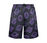 SyXIOP Space Planet Short de détente pour homme Violet Noir, Motif planètes Violet Noir, XL