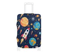 SyXIOP Space Rockets Planets Housse de bagage élastique extra large pour valises Accessoire de voyage Convient aux bagages de 45,7 à 81,3 cm, Planètes de fusées spatiales, S 18-20 in, Classique
