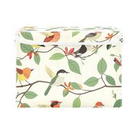 SyXIOP Spring Birds - Jolis bacs de rangement pliables de 40 L pour placard avec poignées - Conteneurs robustes avec couvercles - Pour la maison et le bureau - 42 x 32 x 30 cm