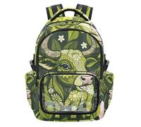 SyXIOP Stay Wild Cow Sac à dos d'école léger et décontracté avec sangles rembourrées pour garçons et filles de 7 à 18 ans Vert clair