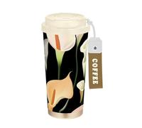 SyXIOP Sweet Calla Lily Flower - Gobelets à café de voyage en acier inoxydable noir pour femme avec couvercle, tasse Togo pour chaud et froid, 500 ml, étanche