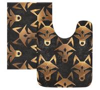 SyXIOP Tapis de bain antidérapant pour salle de bain American Anime Wolf Bronze Gold