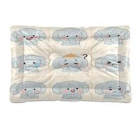 SyXIOP Tapis de cage lavable pour animal domestique Motif éléphants bleus mignons de dessin animé Bleu 91,4 x 61 cm