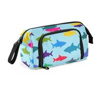 SyXIOP Trousse à crayons souple portable de grande capacité avec silhouette de poisson et requin pour enseignant université
