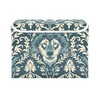 SyXIOP William Morris Style Design Wolf Teal 40 L bacs de rangement pliables pour salle de classe avec poignées Boîtes de rangement décoratives de Noël pour chambre à coucher, placard, salon 42 x 32 x