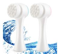 SYXLS Lot de 2 brosses de nettoyage manuelles pour le visage, brosse de nettoyage du visage 2 en 1, brosse exfoliante double face en silicone, système de nettoyage en profondeur à la kératine de la
