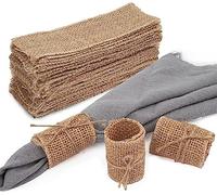SYZOW 100 pièce Ronds De Serviette en Toile de Jute Ronds De Serviette De Table Anneau Serviette De Table Décoration De Table pour Mariage, Banquet, Fête, Anniversaire (sans Dentelle)